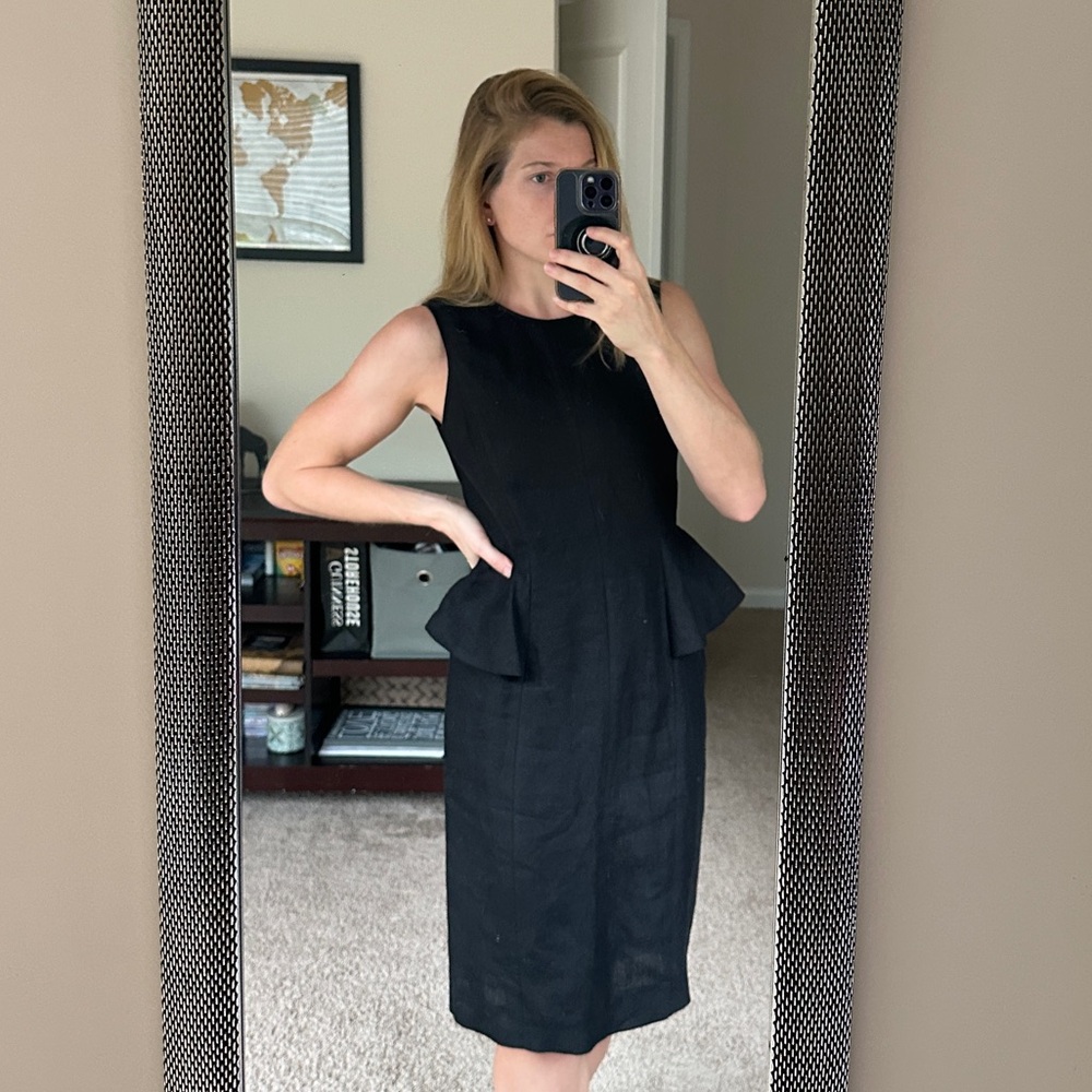 J. Crew Black Midi Dress with Side Details